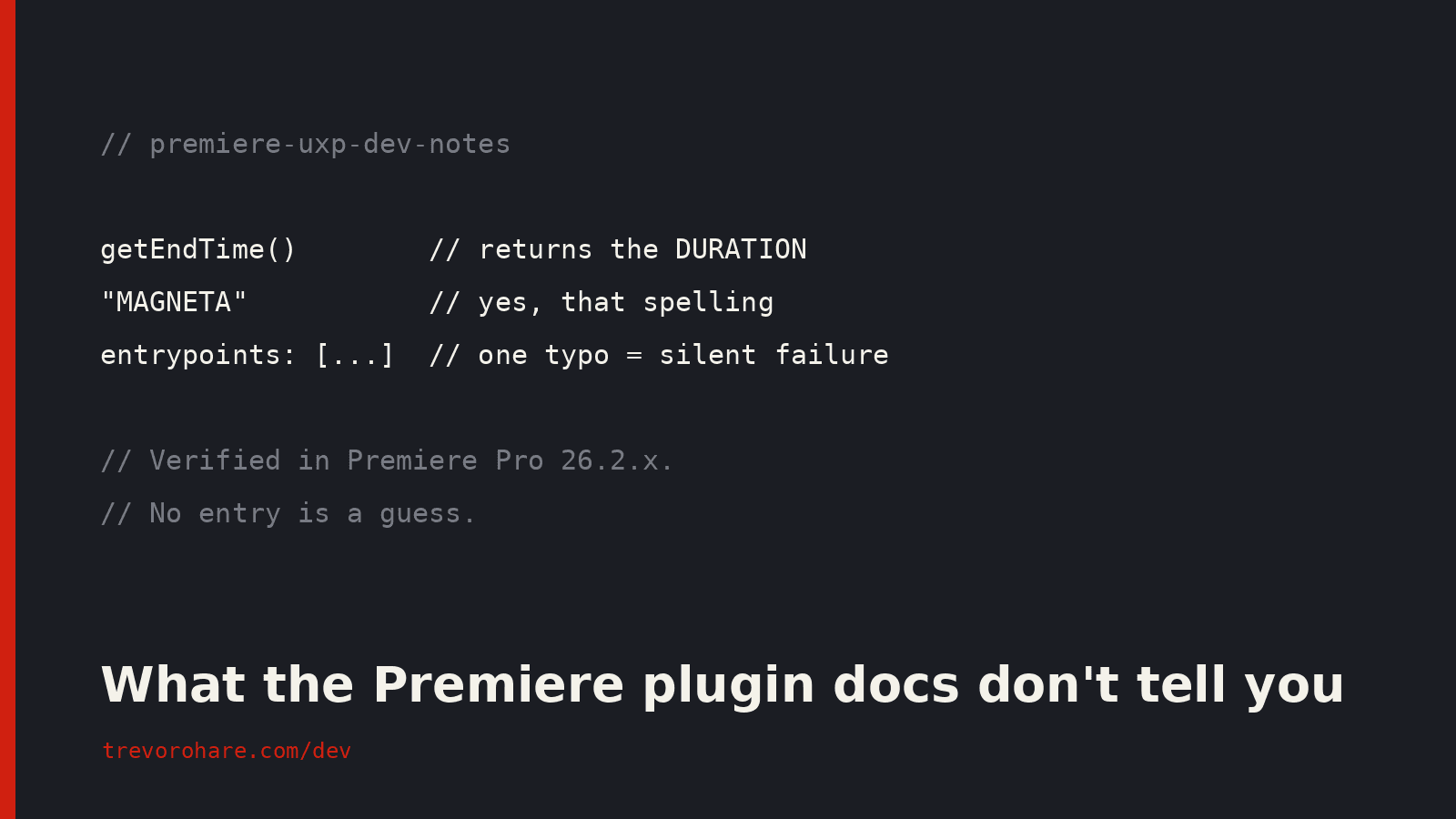 What Adobe's Premiere Plugin Docs Don't Tell You