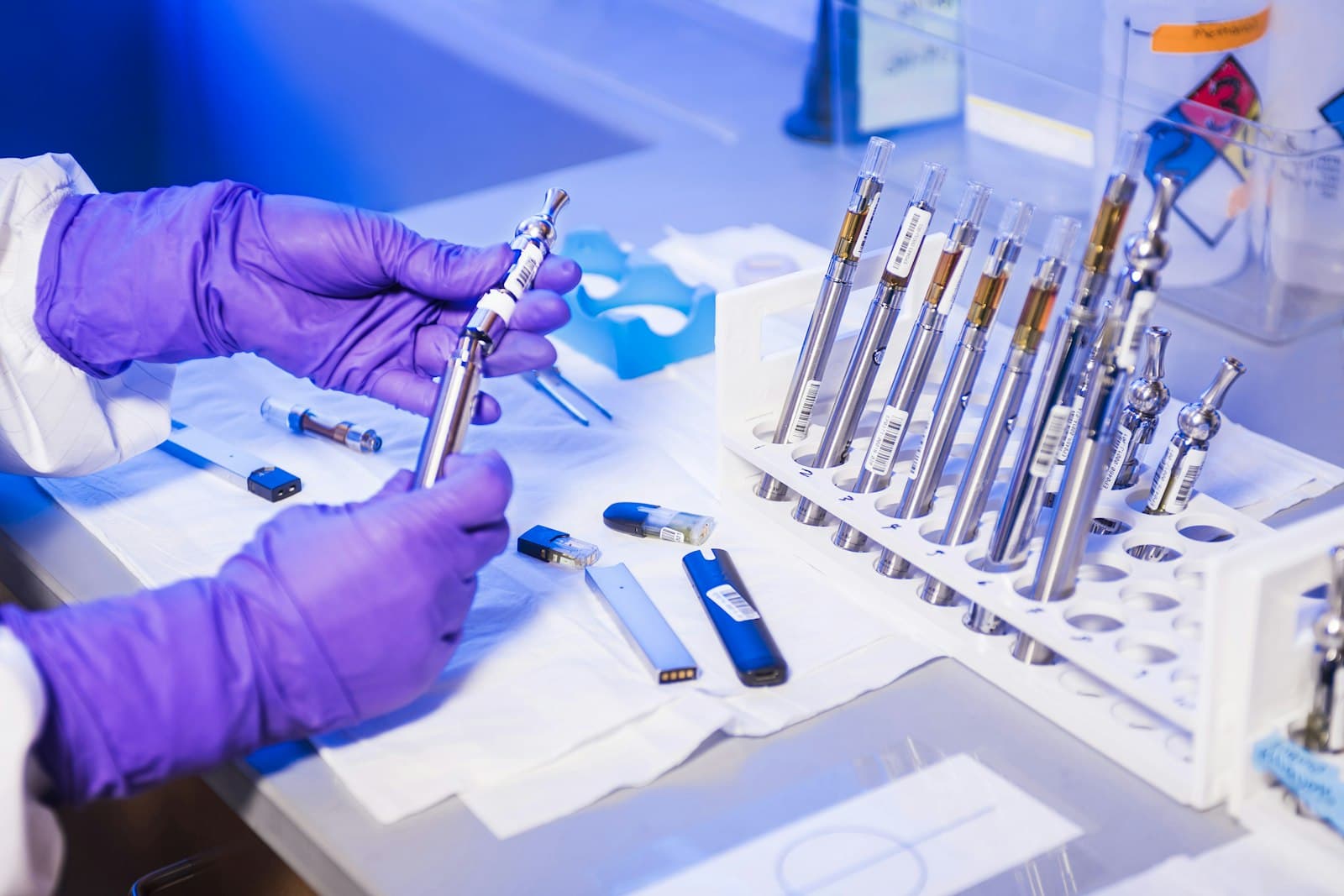 Medical laboratory setting, representing pharmaceutical and healthcare voiceover narration