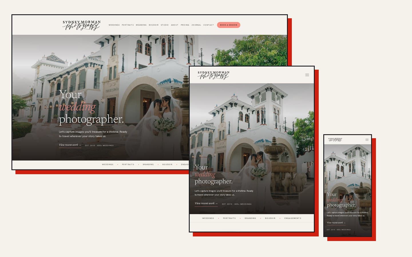 Sydney Morman Photography website homepage