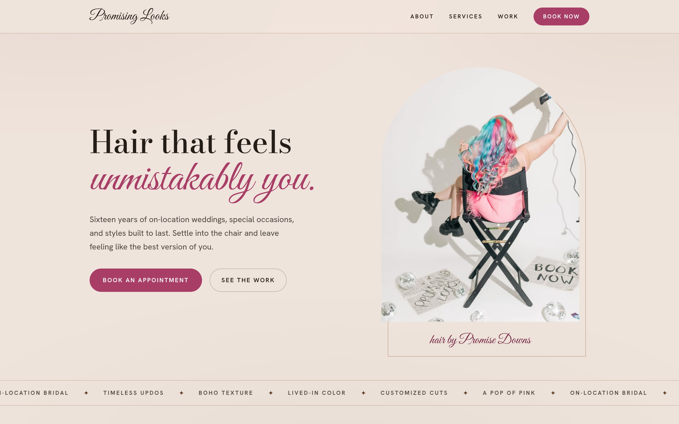 Promising Looks website homepage