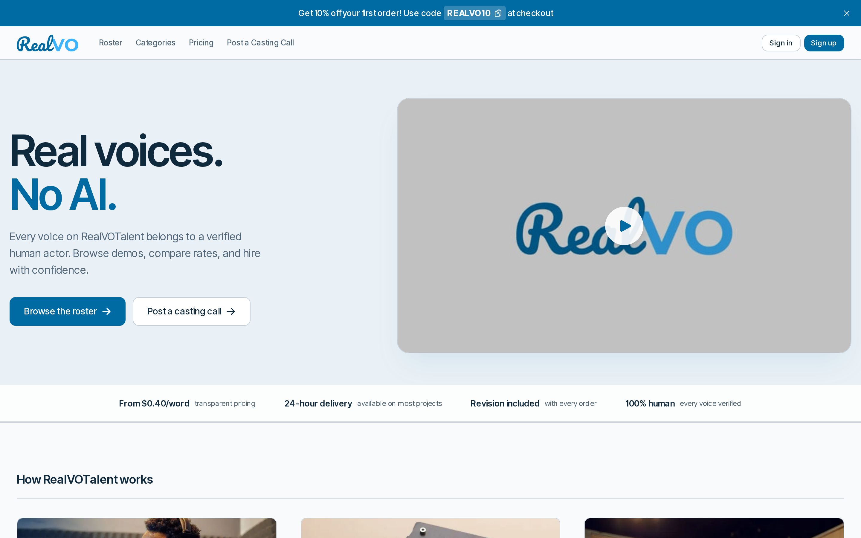 RealVOTalent website homepage