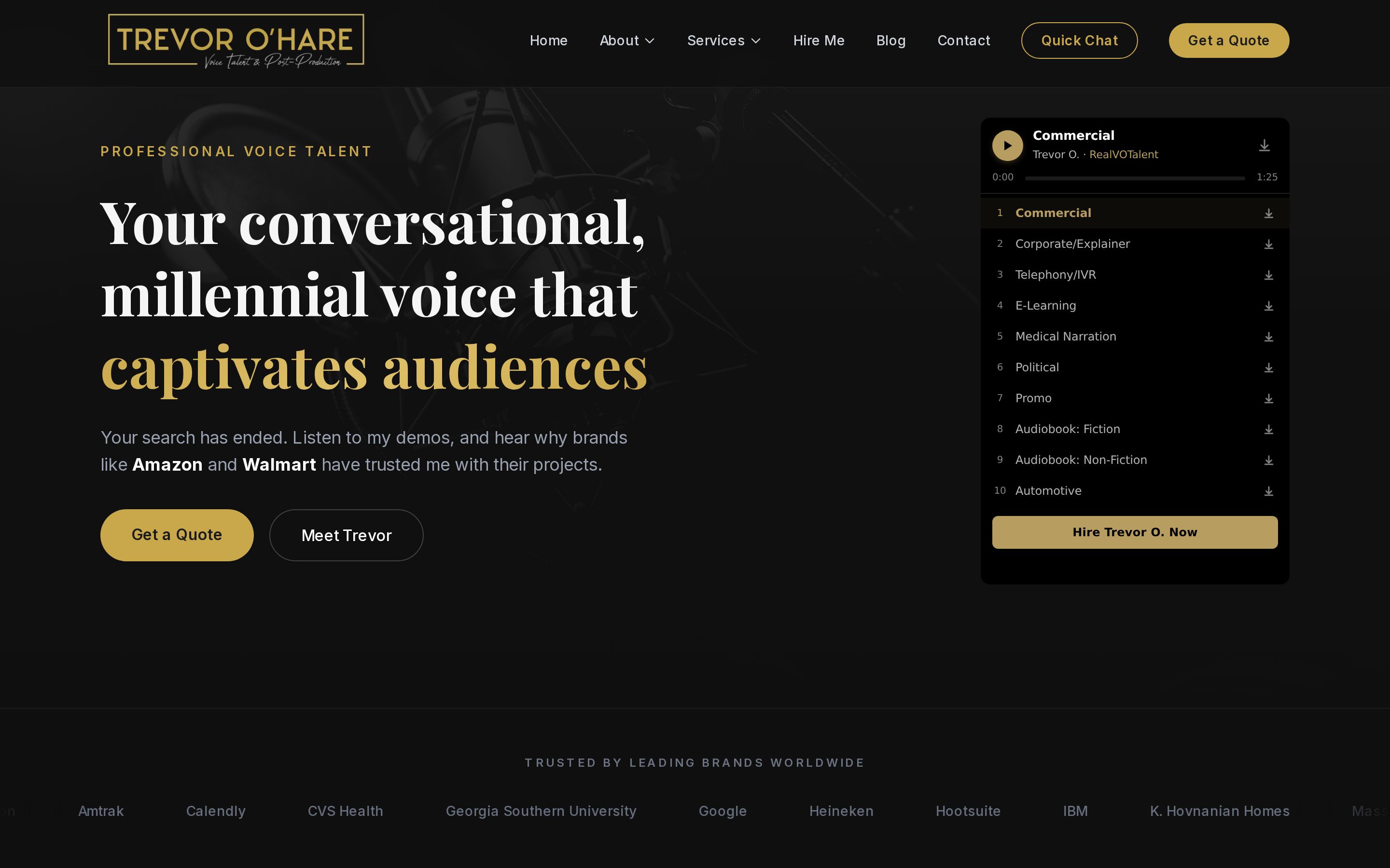 trevorohare.com website homepage